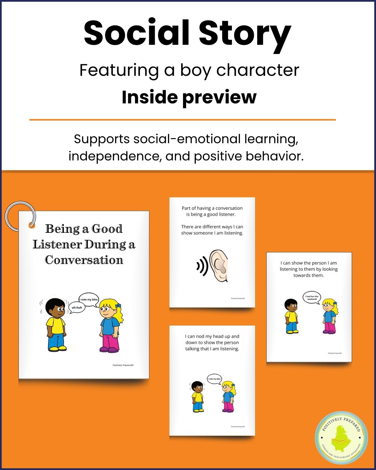 Being a Good Listener During a Conversation Social Story Kit - Image 3
