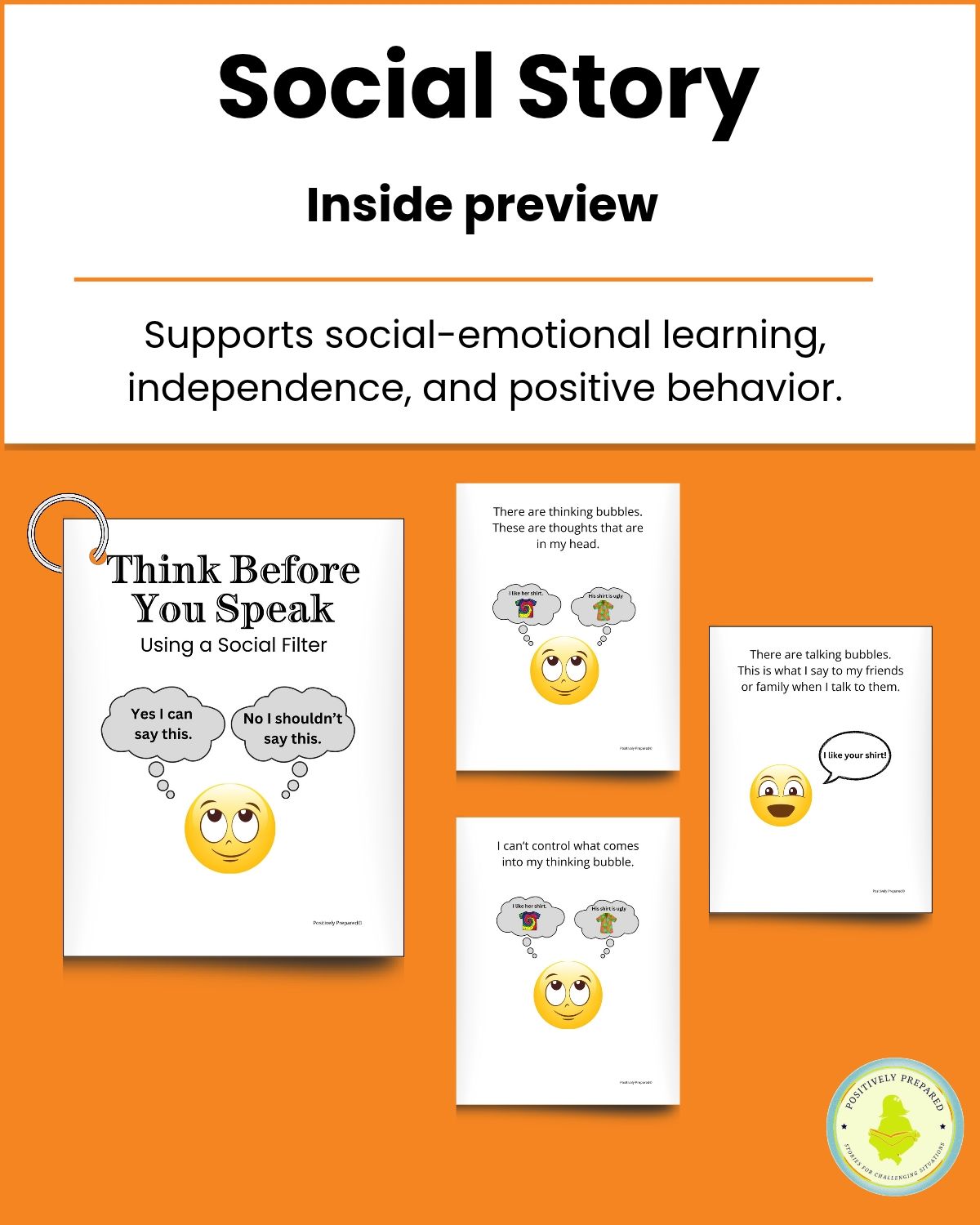Think Before You Speak: Using a Social Filter Social Story Kit - Image 3